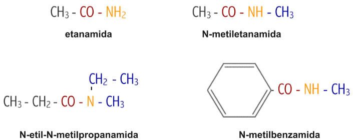 etanamida			                N-metiletanamida N-etil-N-metilpropanamida                                      N-metilbenzamida