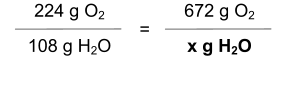 224 g O2 108 g H2O 672 g O2 x g H2O =