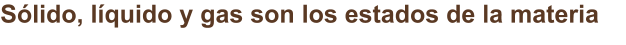 Sólido, líquido y gas son los estados de la materia